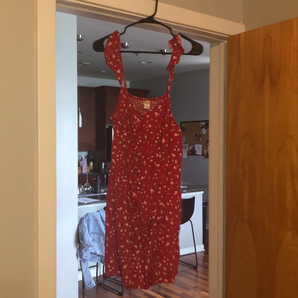 Good condition red floral mini dress